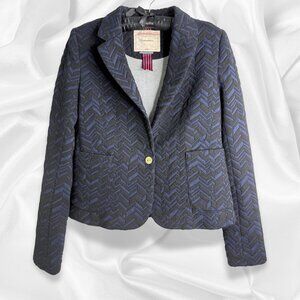 Anthropologie Cartonnier Chevron Blazer | Noir/Deep Navy Luxe Textured Size 6